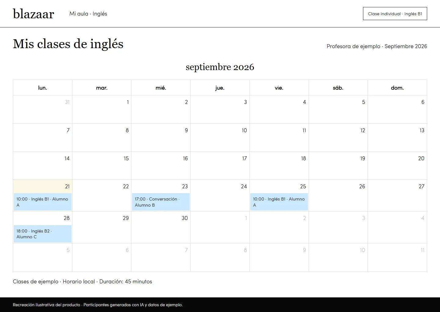 Del horario a la clase · Recreación ilustrativa